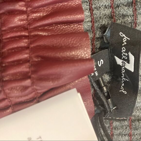 NWT 7 For All Mankind Vegan Faux Leather Smocked Dress Small Victorian Small - Picture 12 of 13